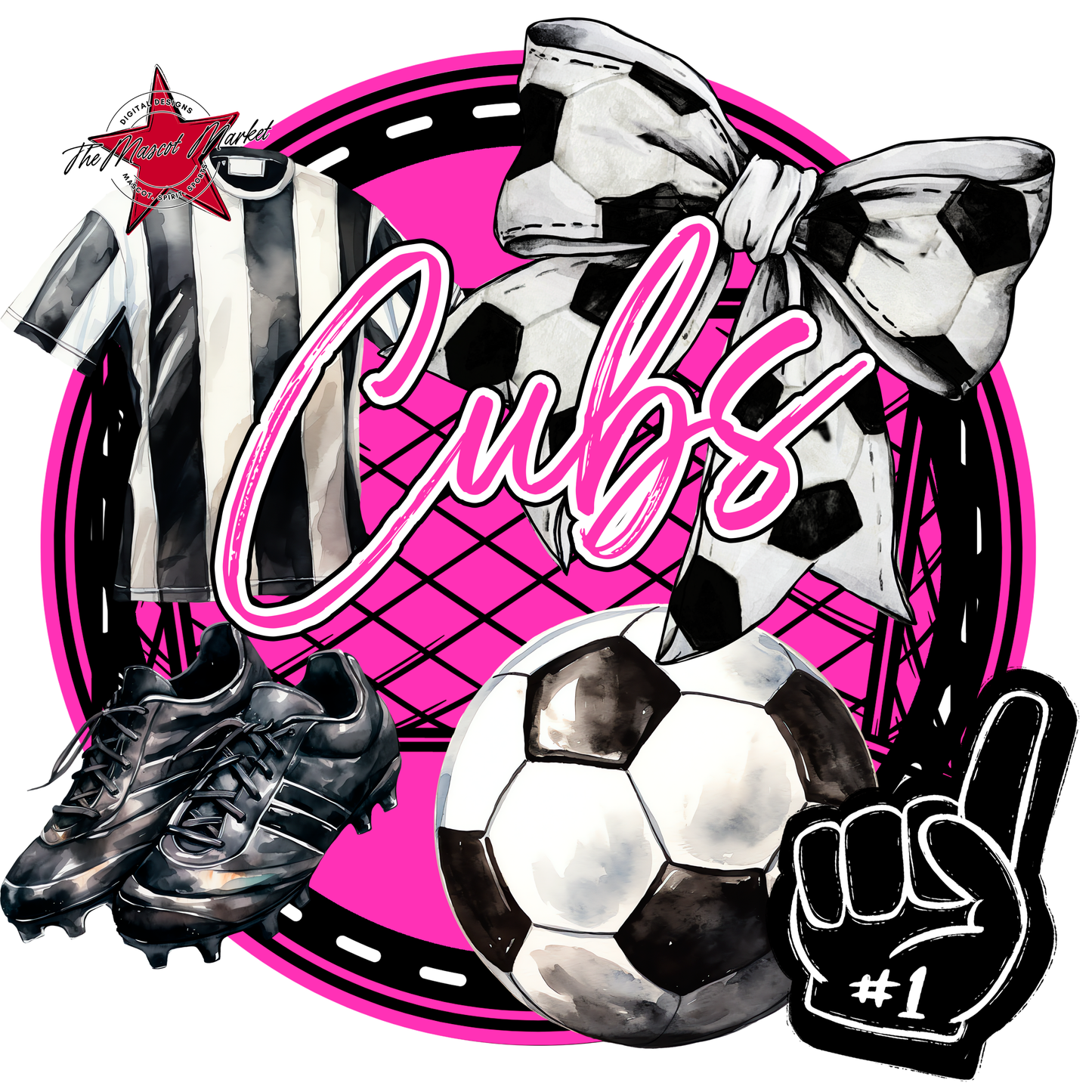 Cubs Circle Soccer Design-Pink