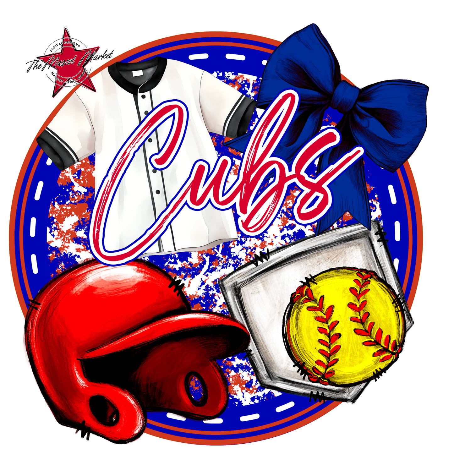 Cubs Circle Softball Design-Blue-Red