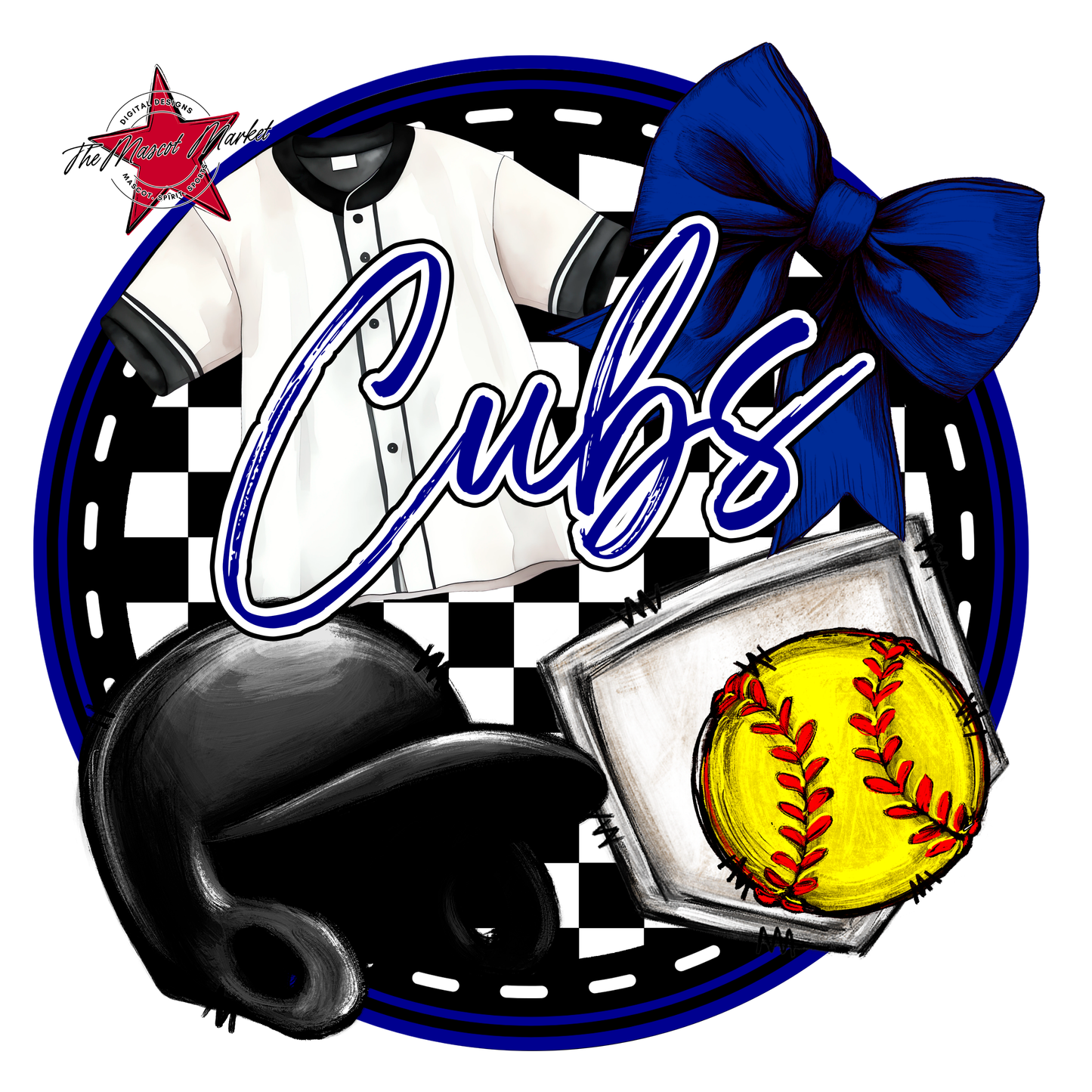 Cubs Circle Softball Design-Blue