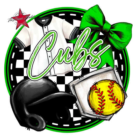 Cubs Circle Softball Design-Bright Green