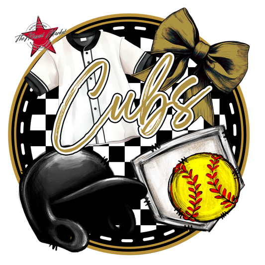 Cubs Circle Softball Design-Gold