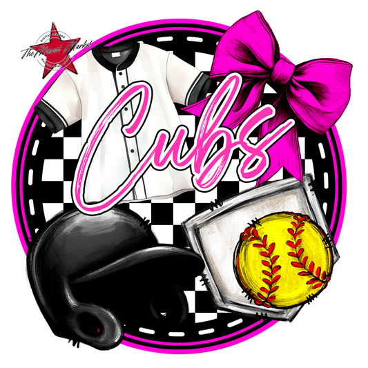 Cubs Circle Softball Design-Pink