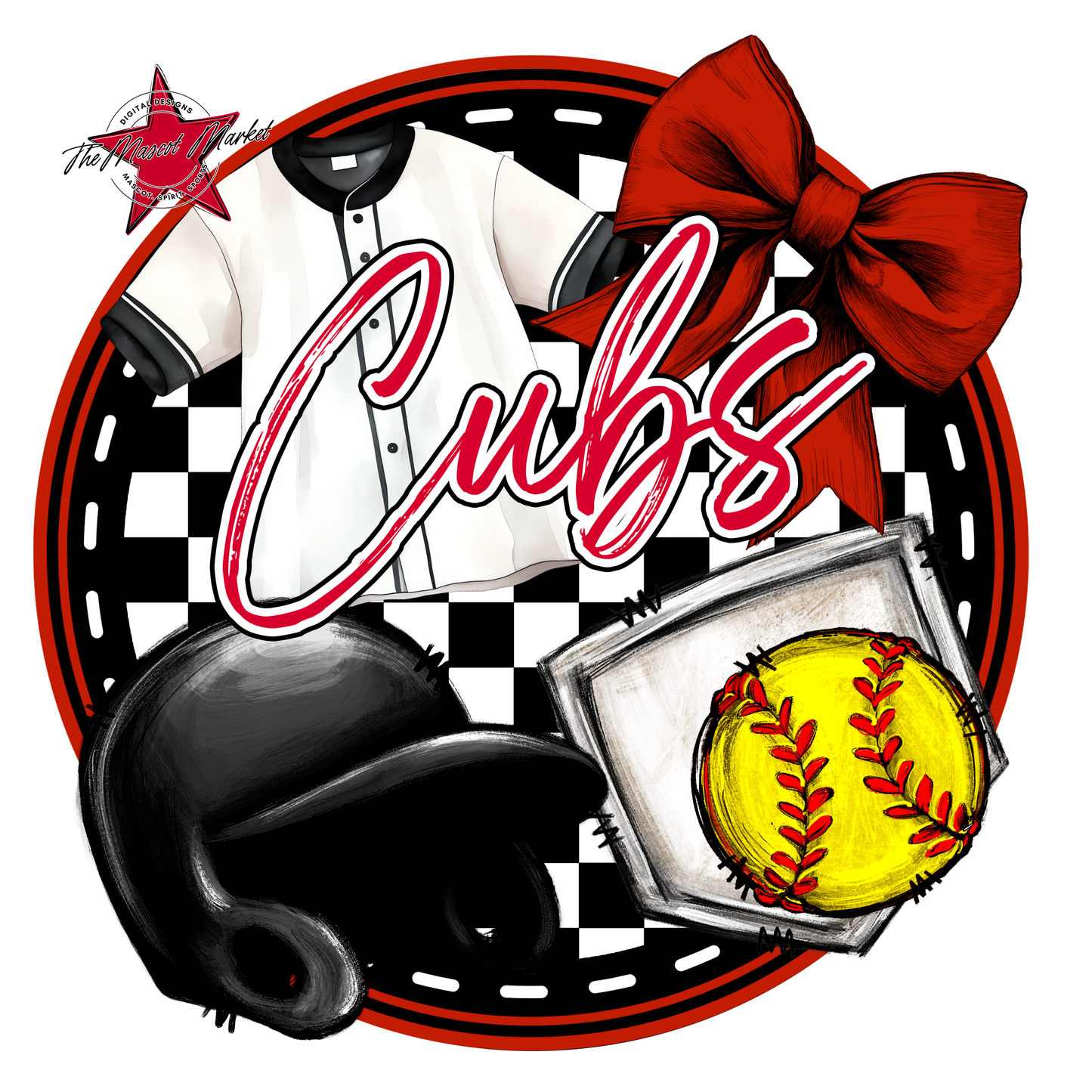 Cubs Circle Softball Design-Red