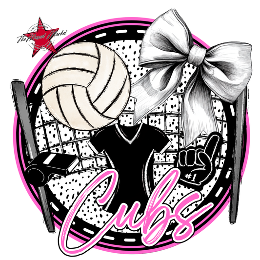 Cubs Circle Volleyball Design-Baby Pink