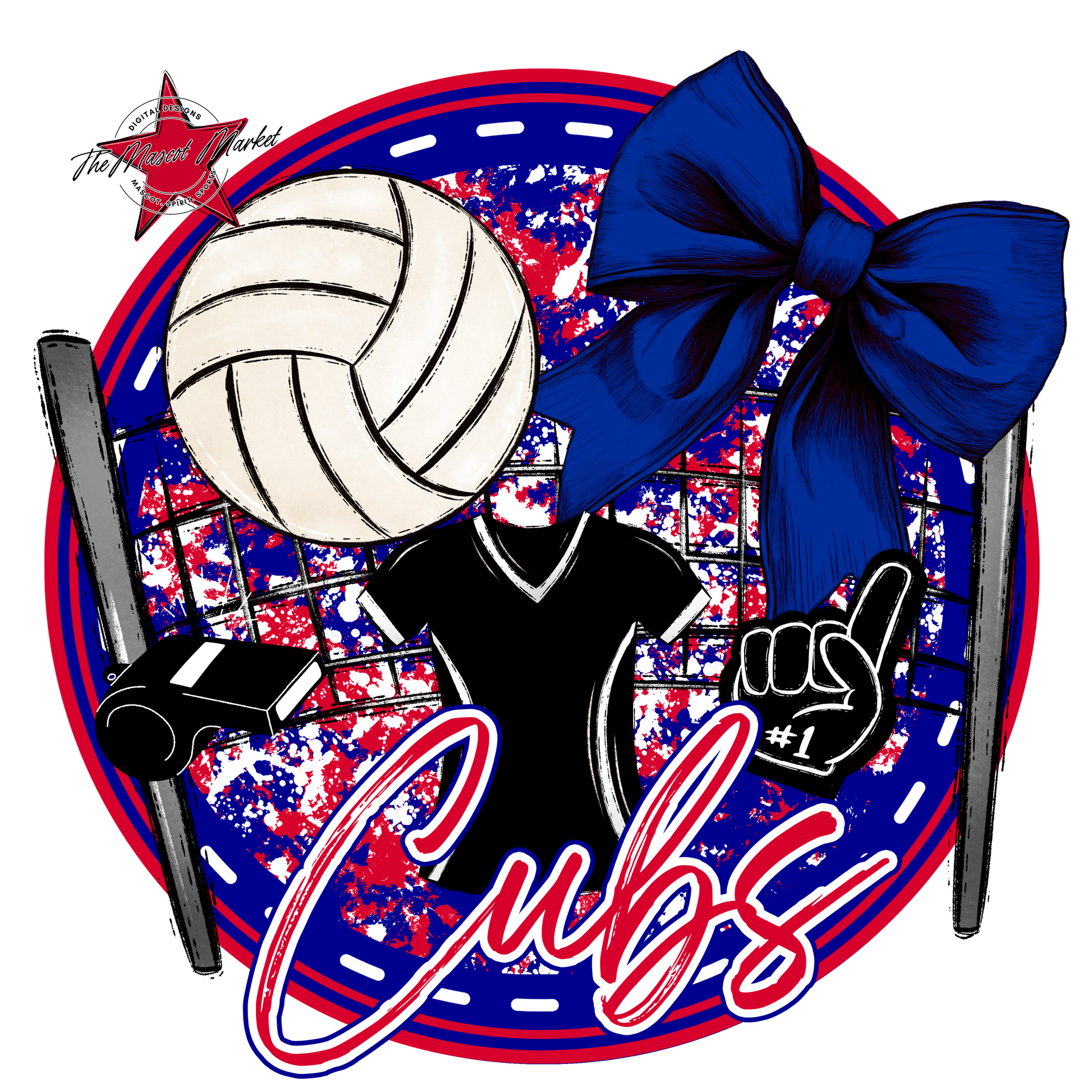 Cubs Circle Volleyball Design-Blue-Red