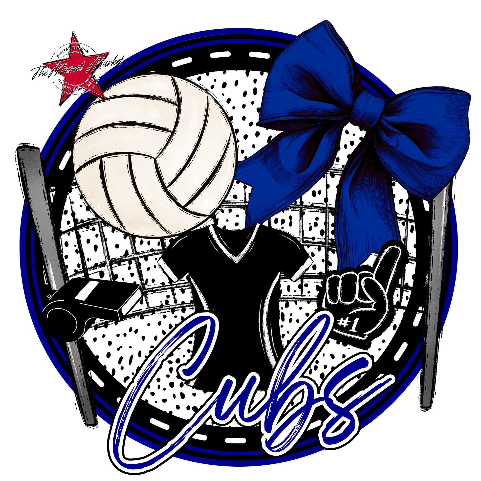 Cubs Circle Volleyball Design-Blue