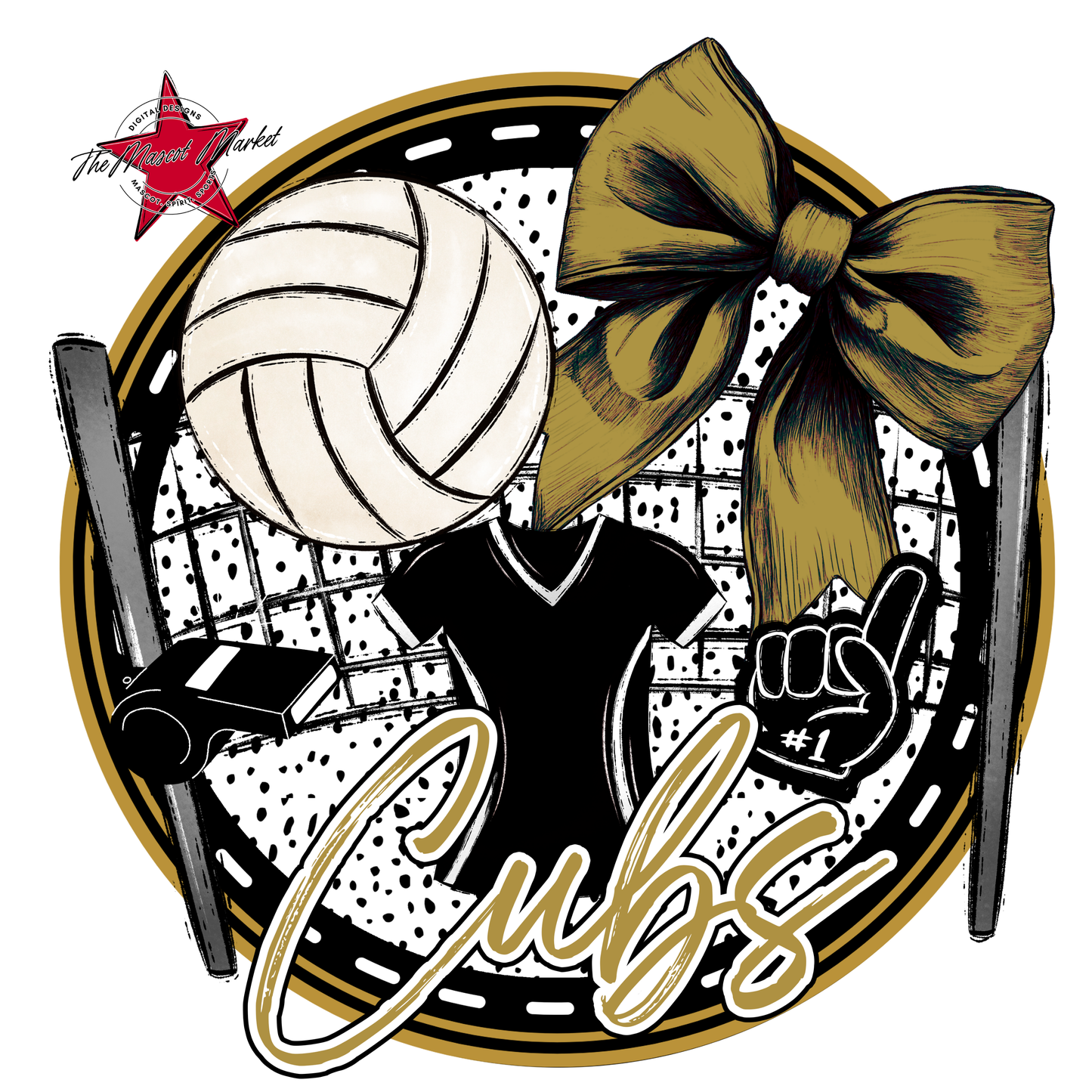 Cubs Circle Volleyball Design-Gold