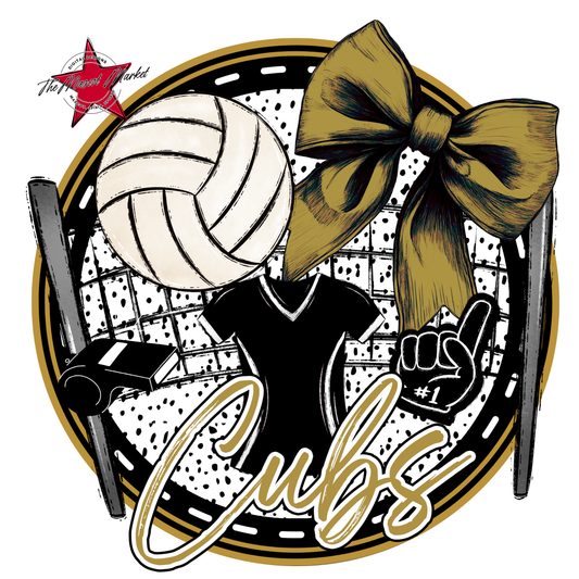 Cubs Circle Volleyball Design-Gold