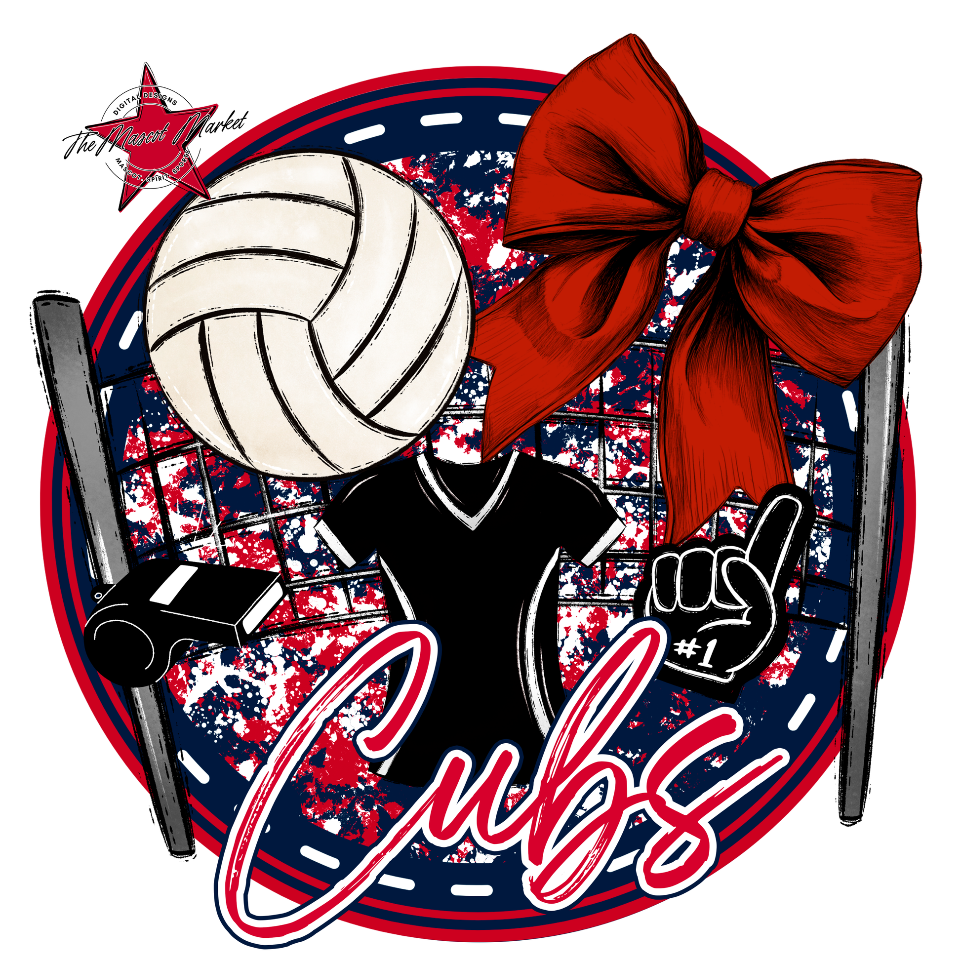 Cubs Circle Volleyball Design-Navy-Red