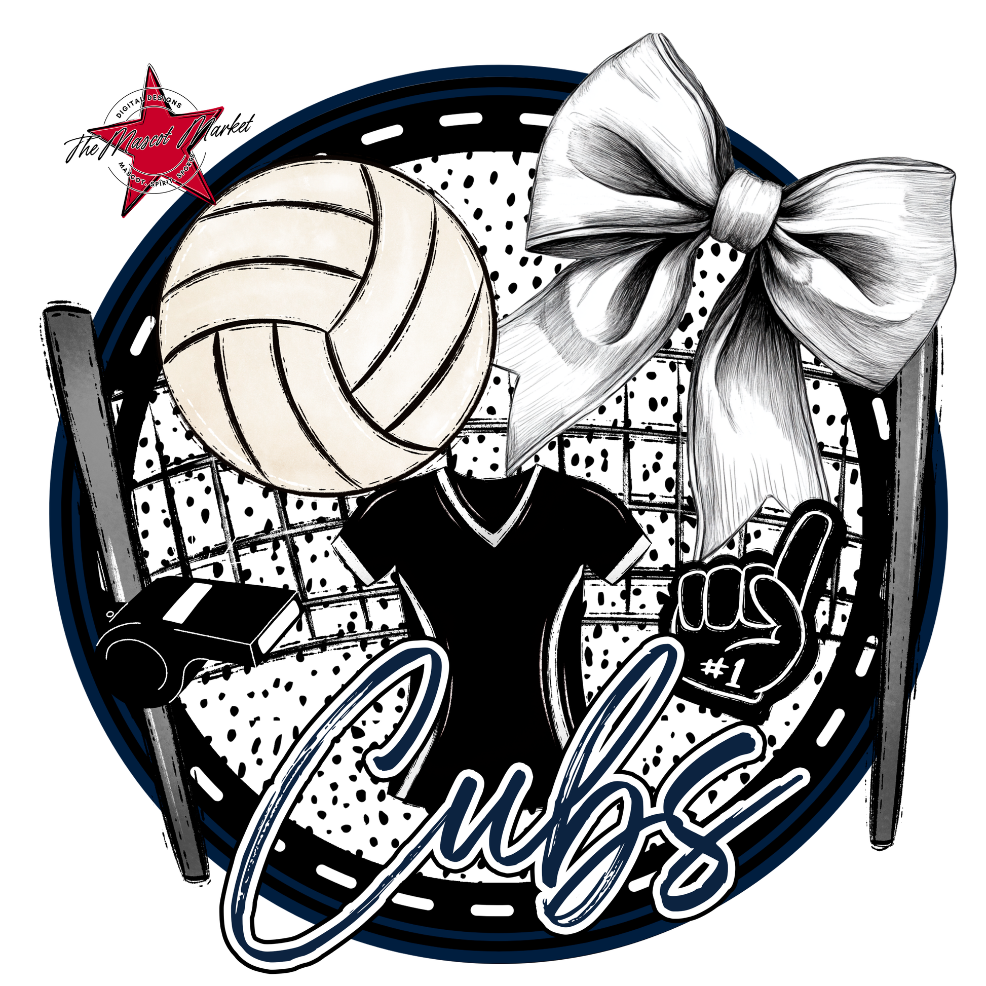 Cubs Circle Volleyball Design-Navy