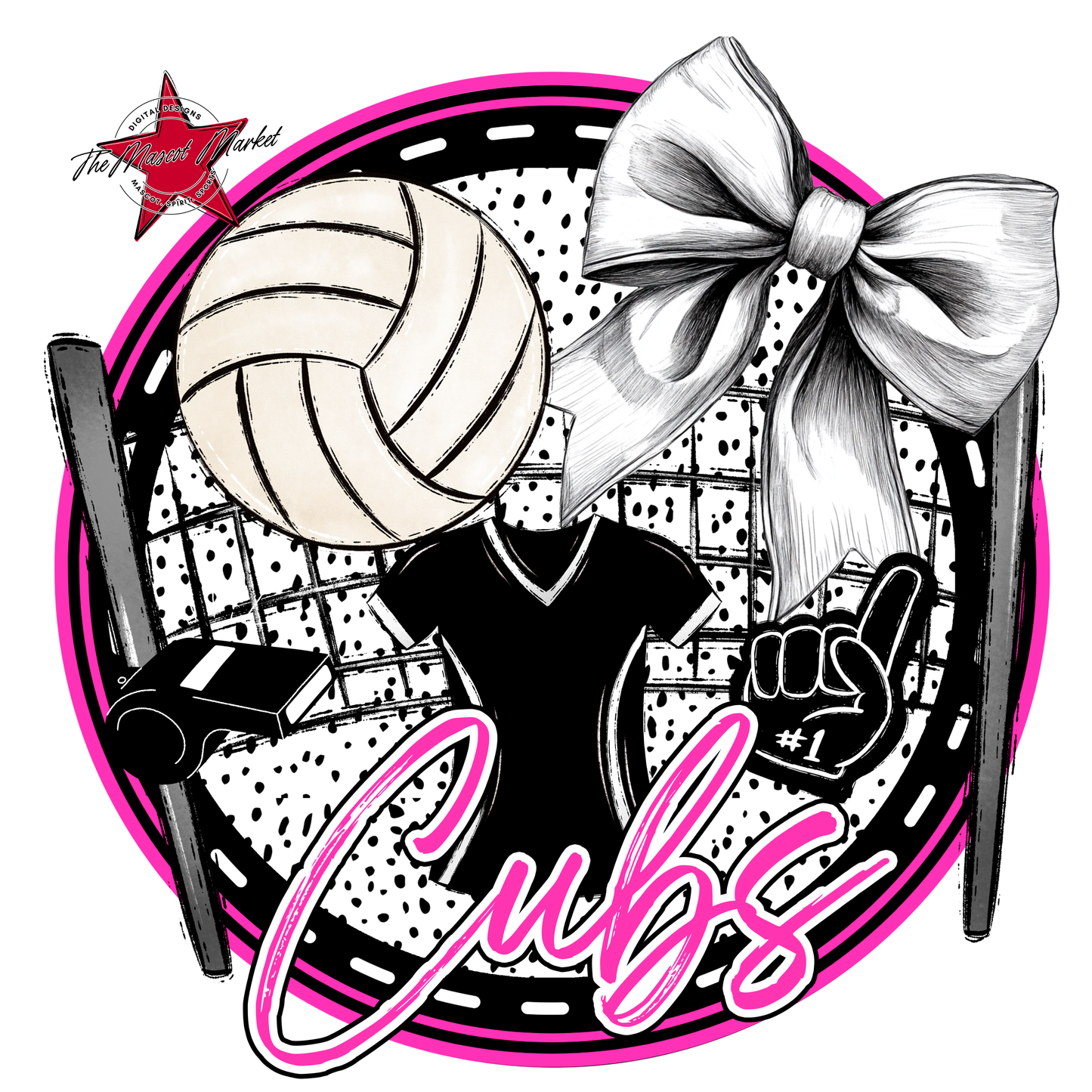 Cubs Circle Volleyball Design-Pink