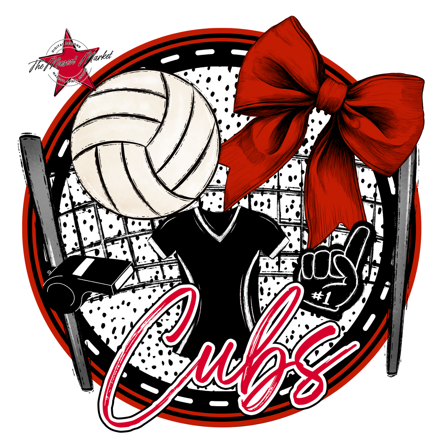 Cubs Circle Volleyball Design-Red