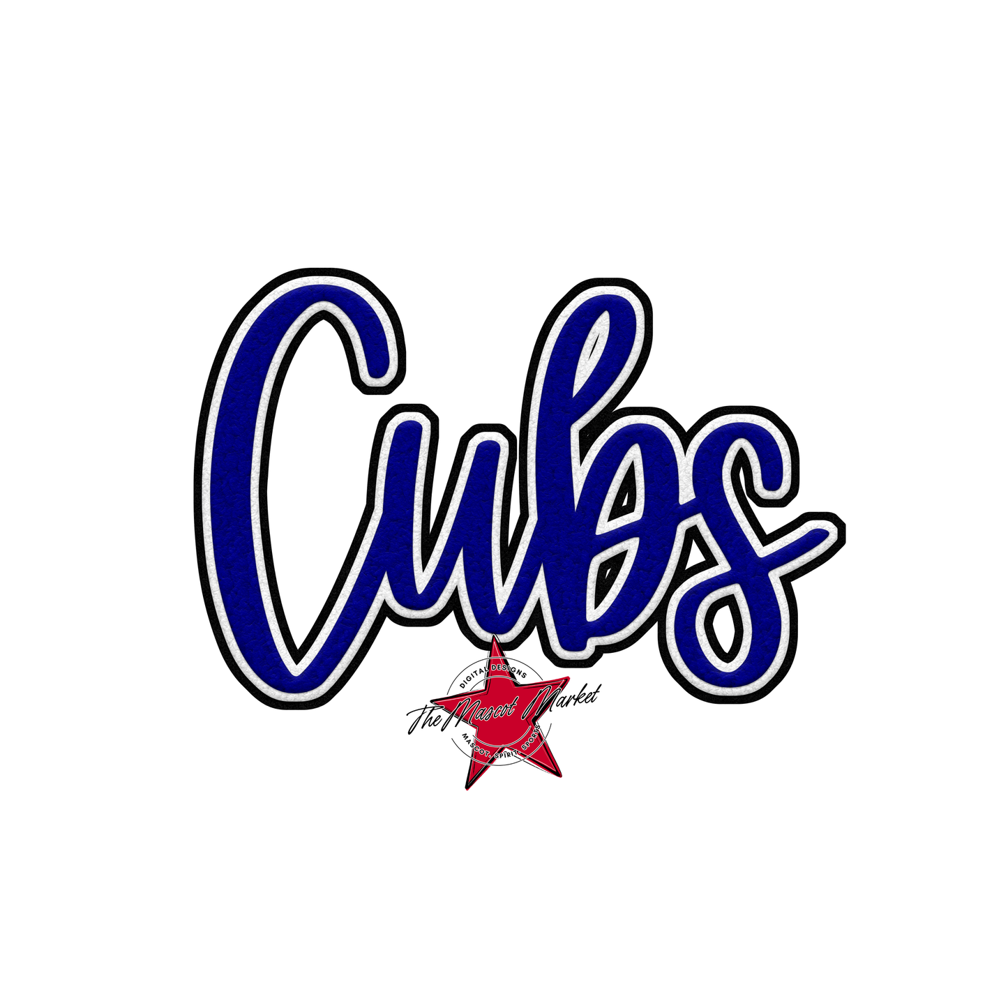Cubs Faux Chenille Patch-Blue