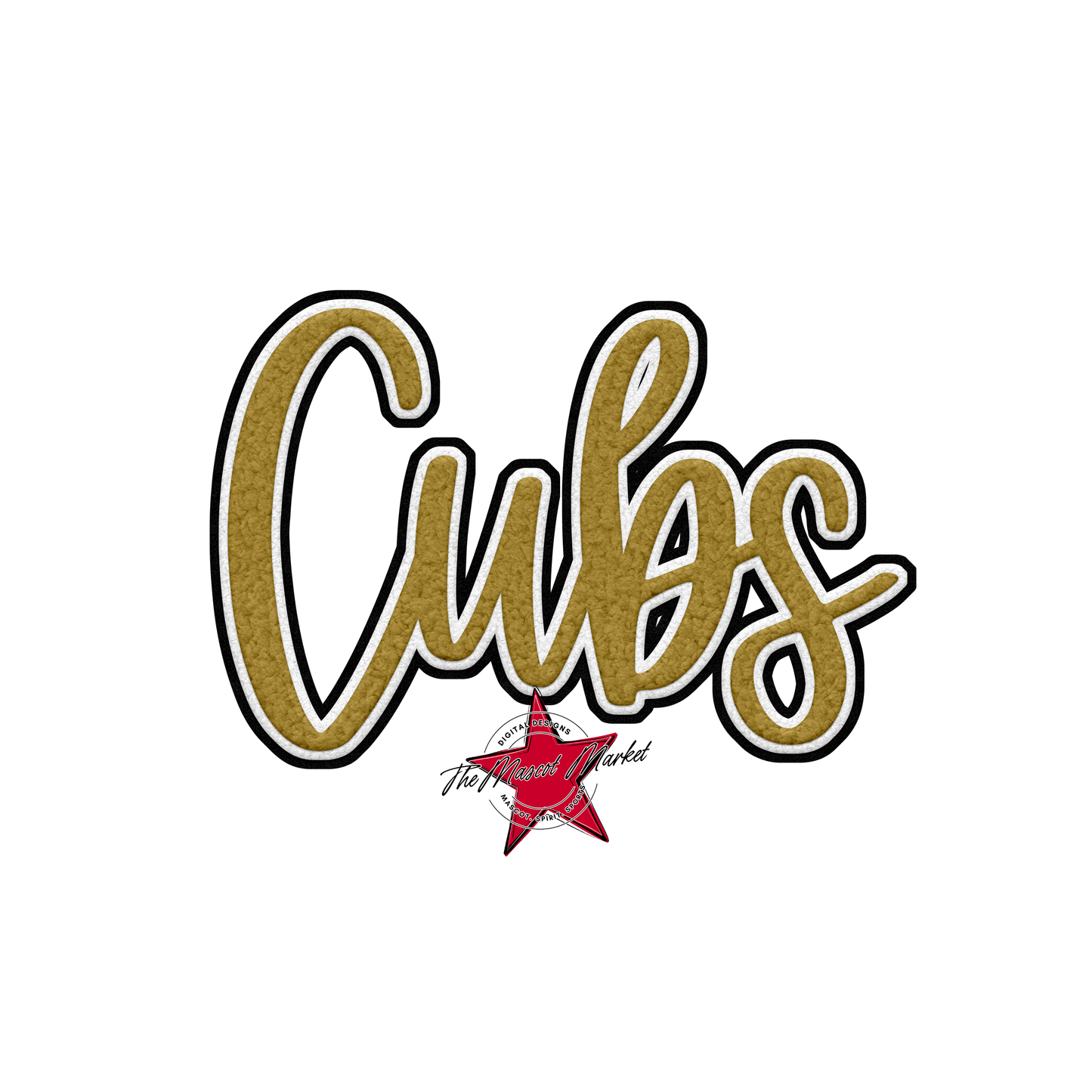 Cubs Faux Chenille Patch-Gold
