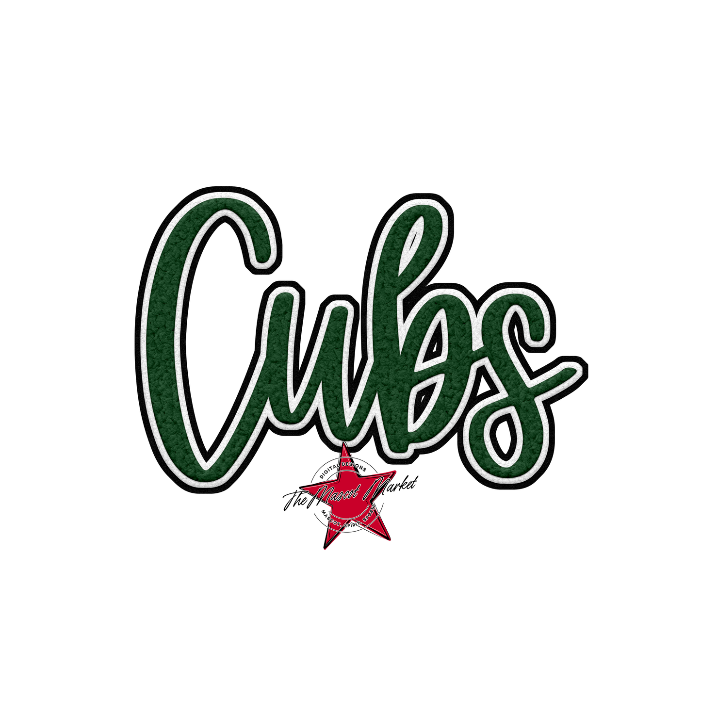 Cubs Faux Chenille Patch-Green