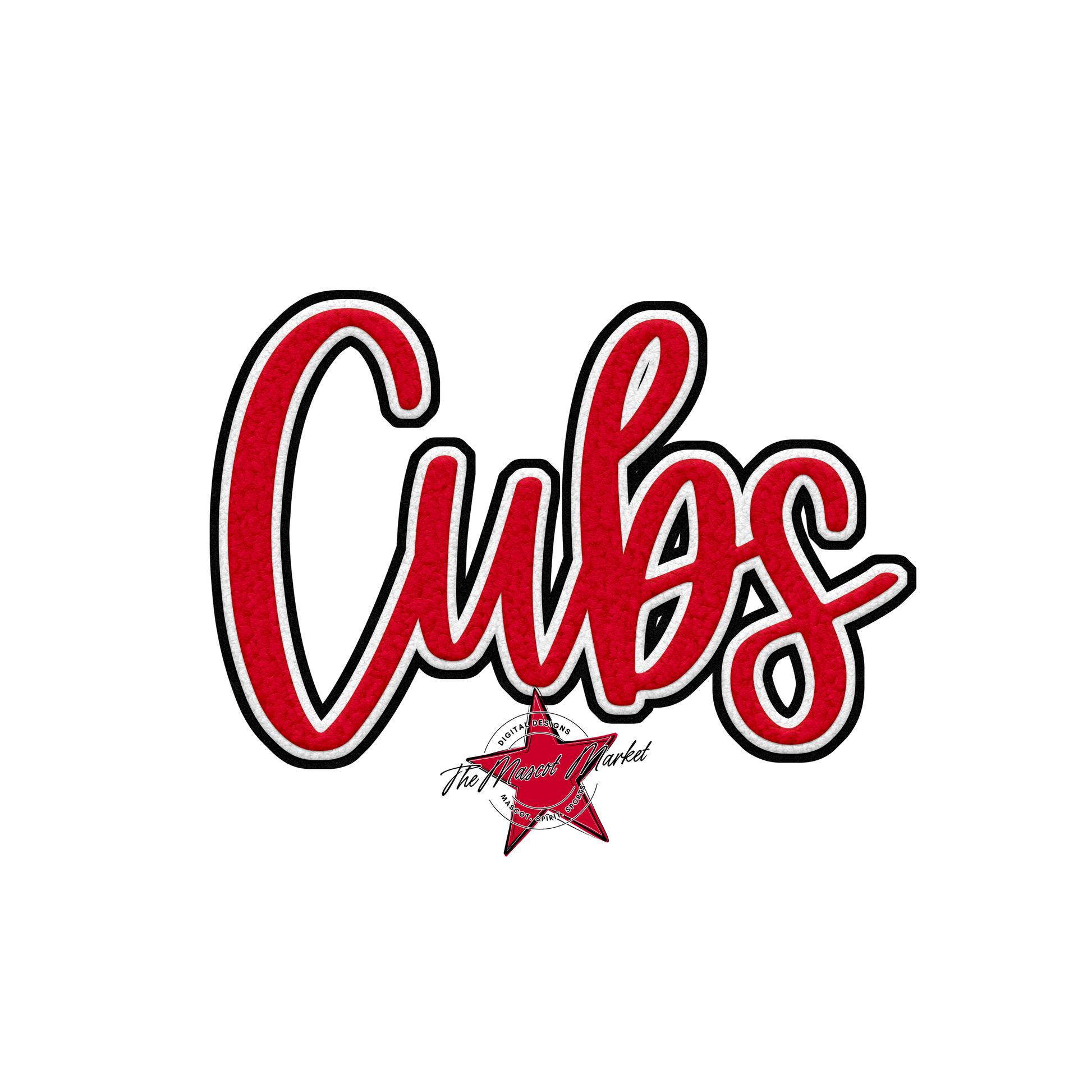 Cubs Faux Chenille Patch-Red