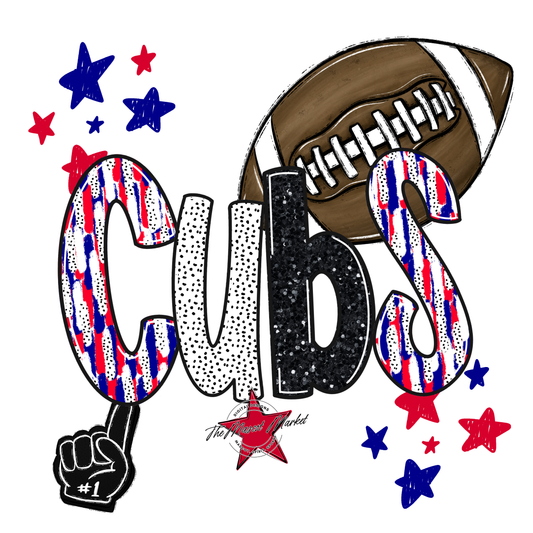 Cubs Football Scrape-Blue-Red