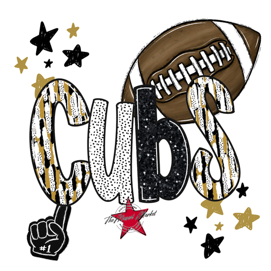 Cubs Football Scrape-Gold