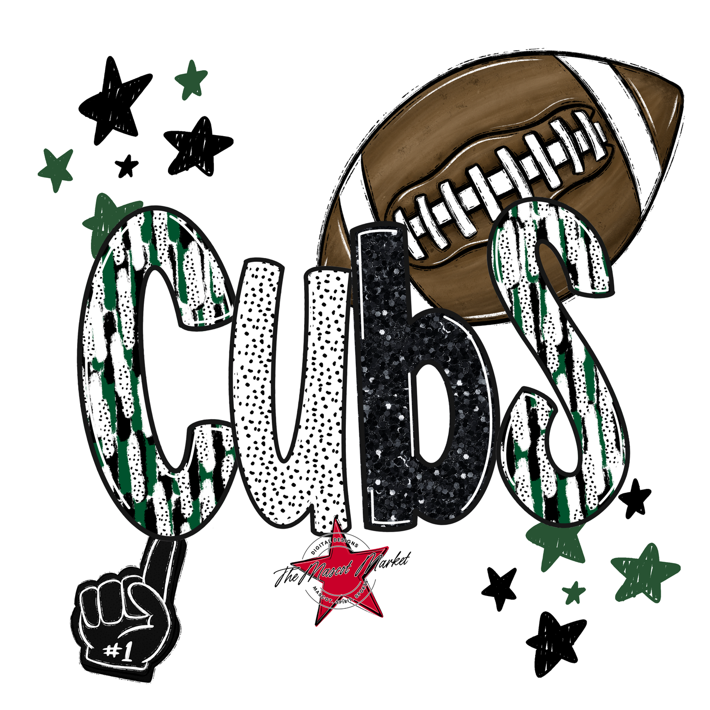 Cubs Football Scrape-Green