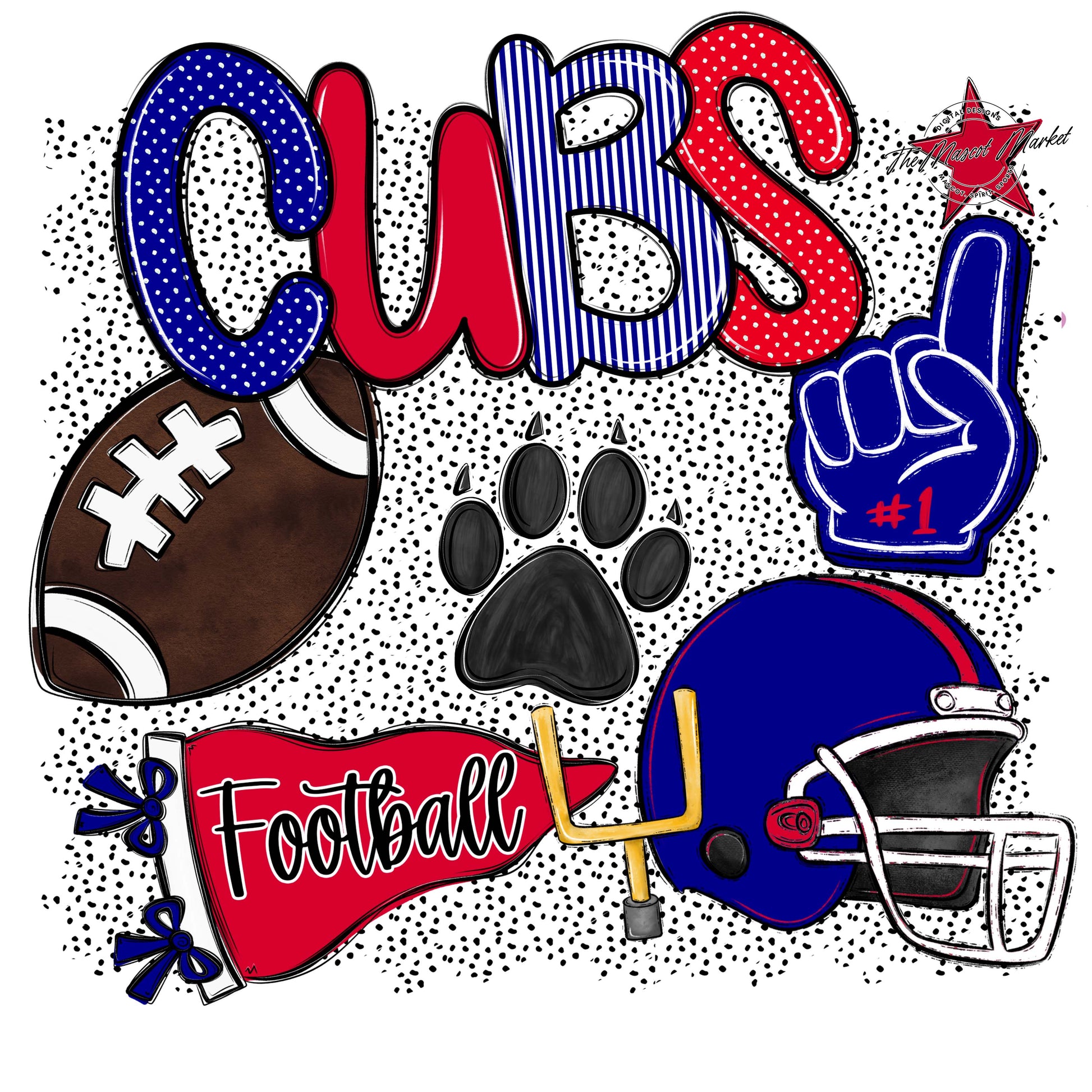 Cubs Football Spirit-Blue & Red