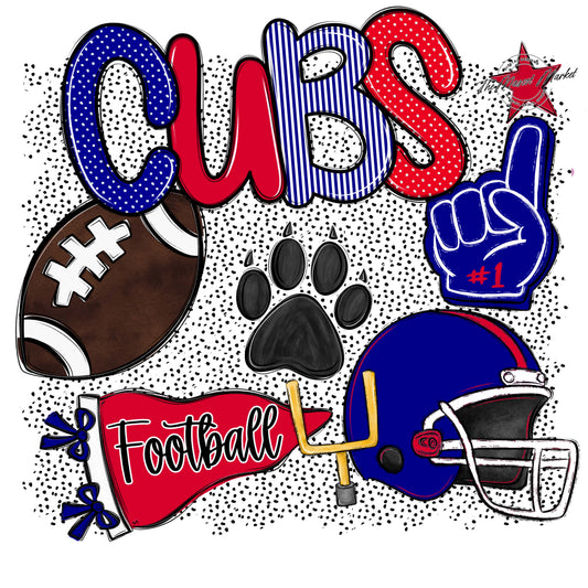 Cubs Football Spirit-Blue & Red