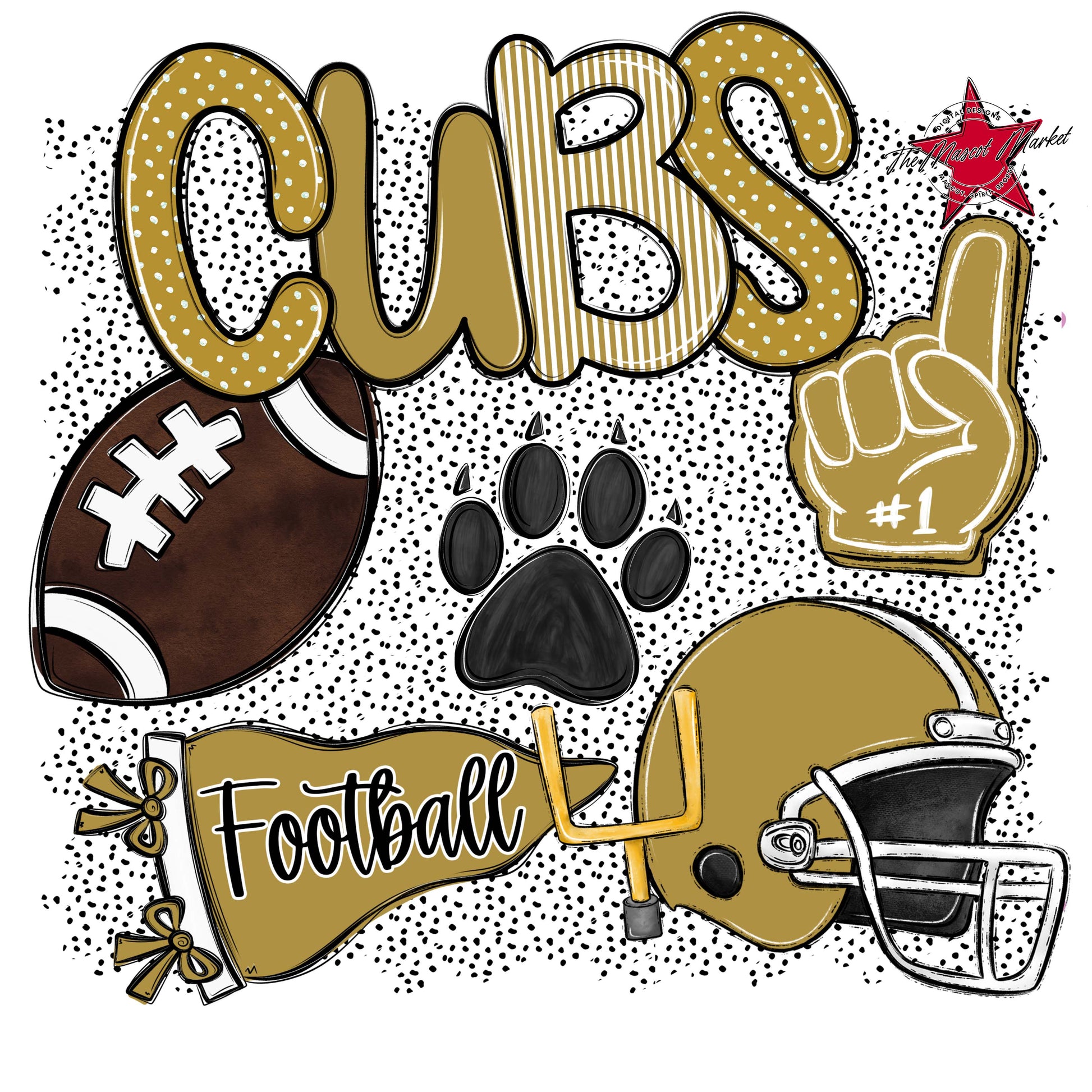 Cubs Football Spirit-Gold