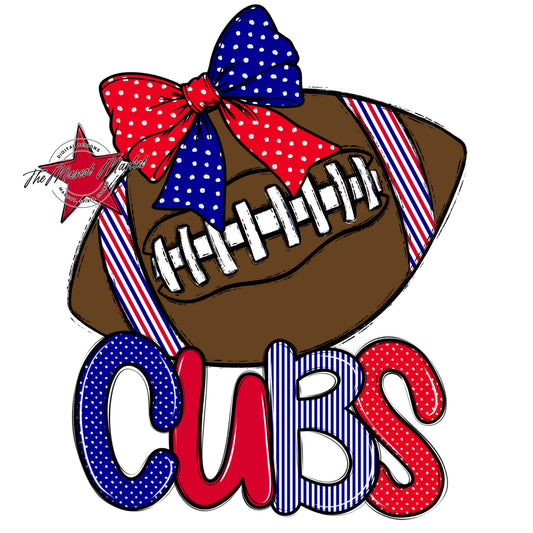 Cubs Football Spirit Design-Blue & Red