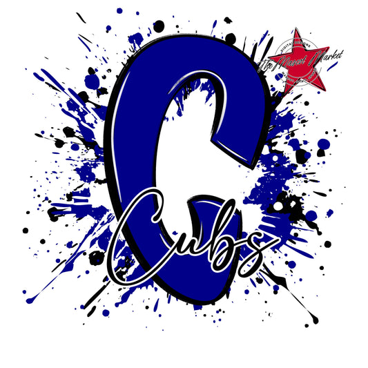 Cubs Mascot Splatter-Blue