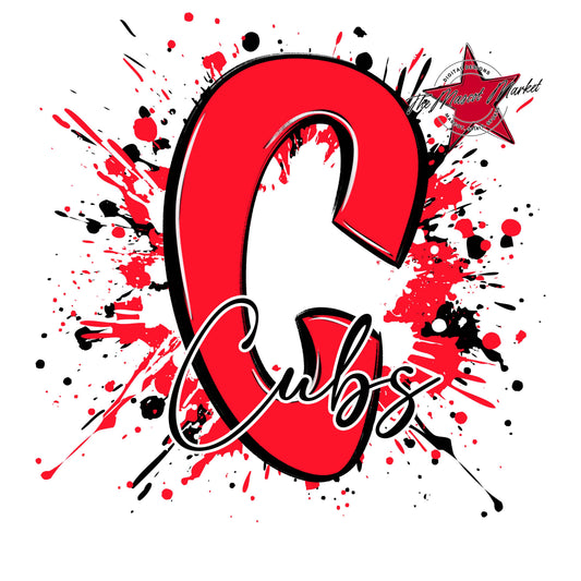 Cubs Mascot Splatter-Bright Red