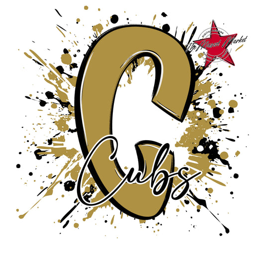 Cubs Mascot Splatter-Gold