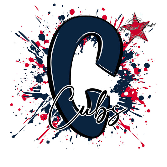 Cubs Mascot Splatter-Navy & Red