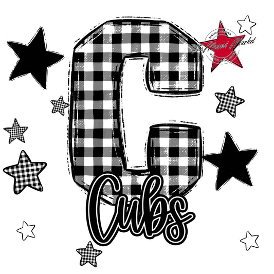 Cubs Plaid Star Design-Black