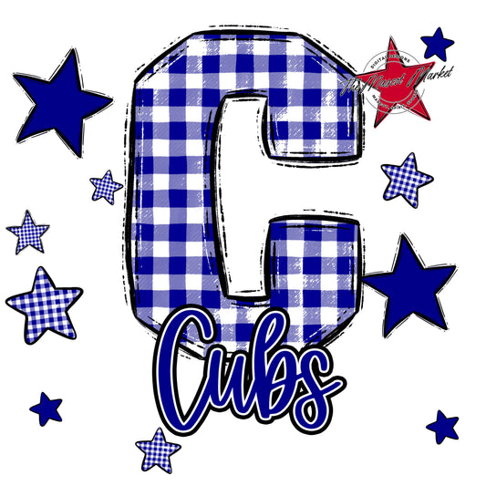 Cubs Plaid Star Design-Blue