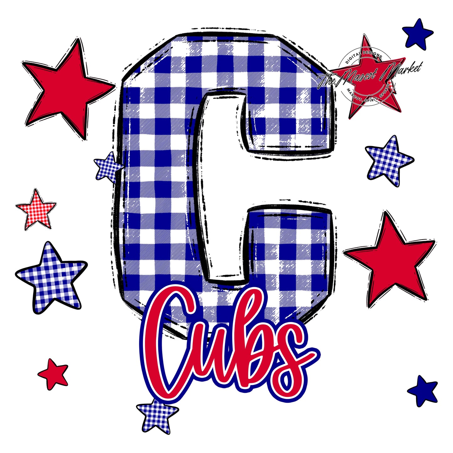Cubs Plaid Star Design-Blue & Red