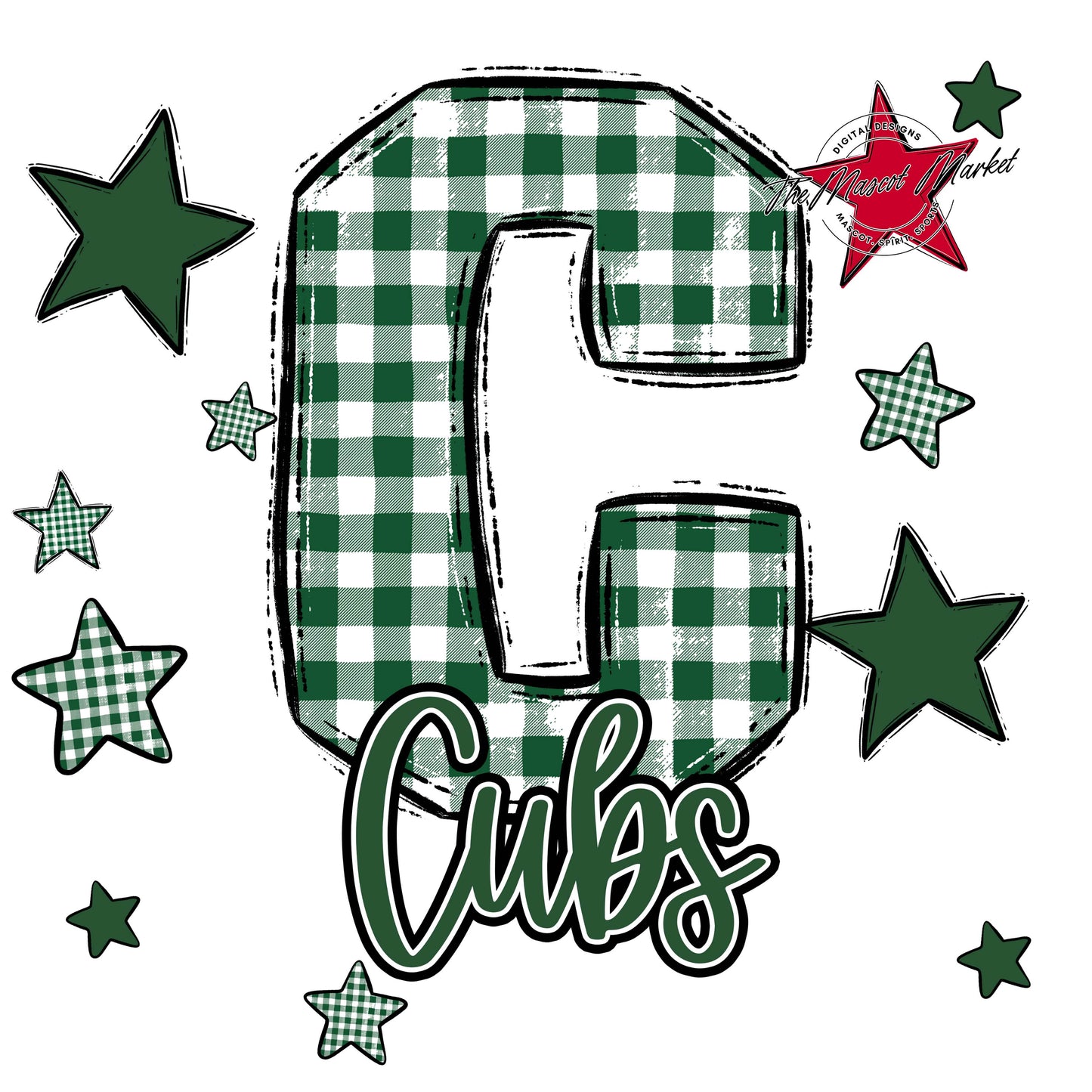 Cubs Plaid Star Design-Green