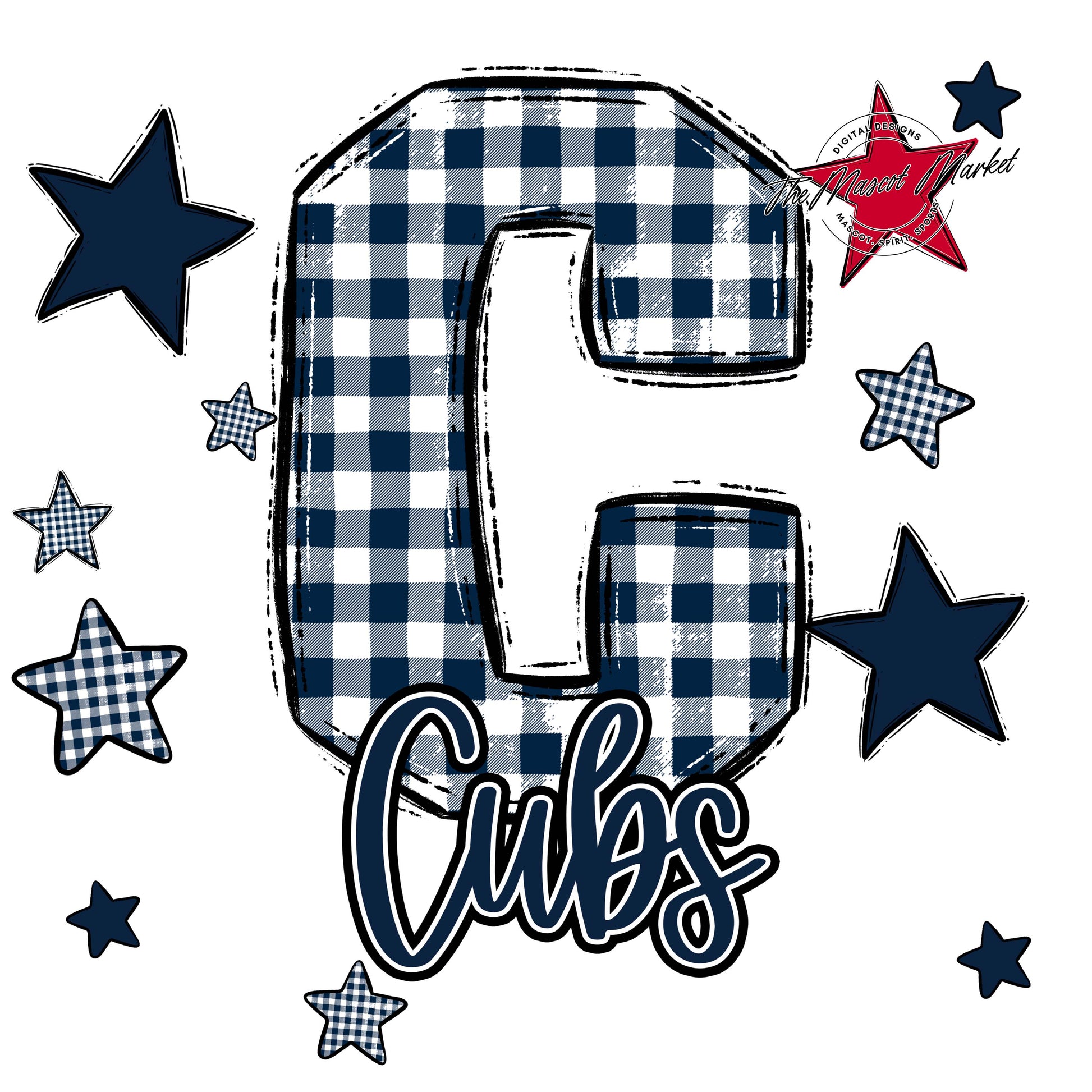 Cubs Plaid Star Design-Navy
