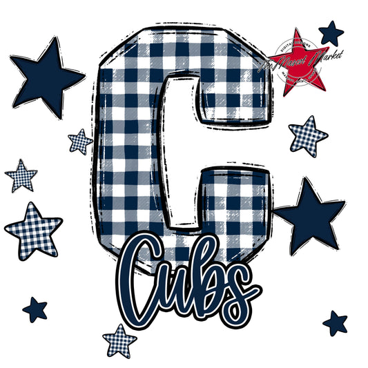 Cubs Plaid Star Design-Navy