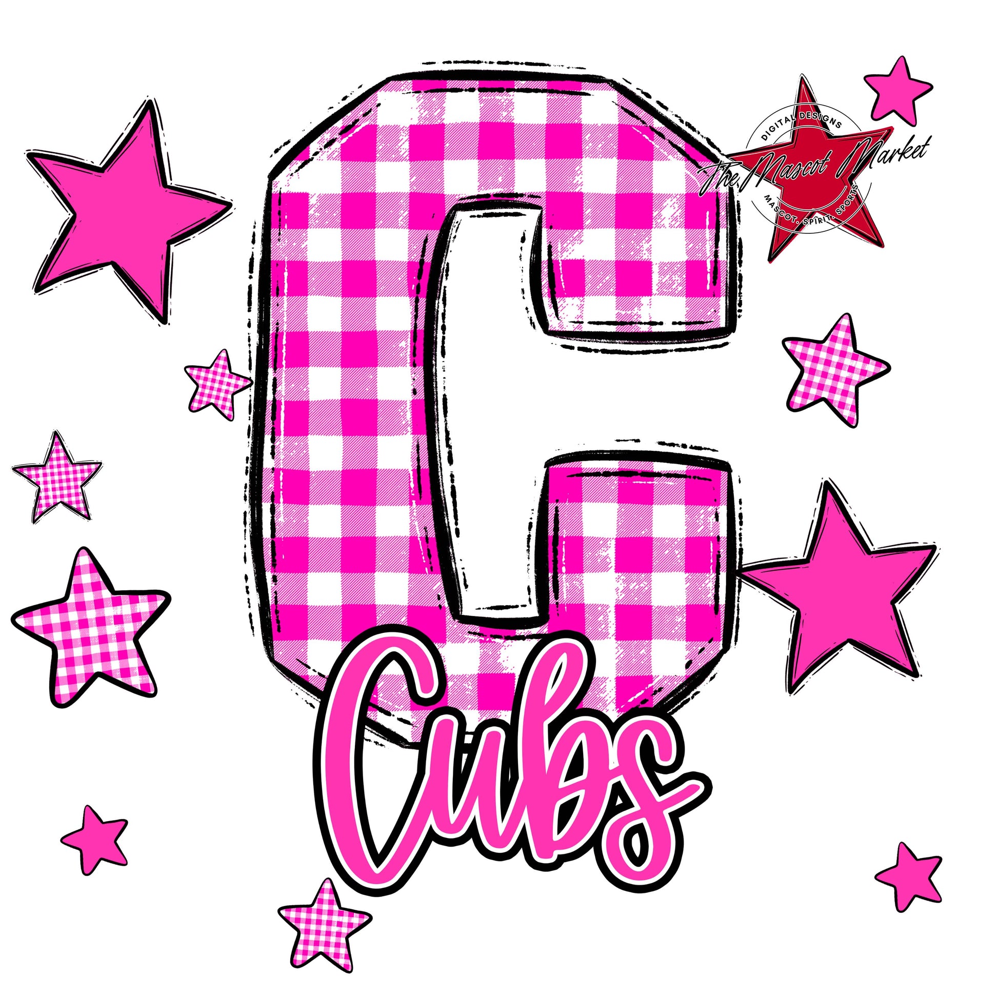 Cubs Plaid Star Design-Pink