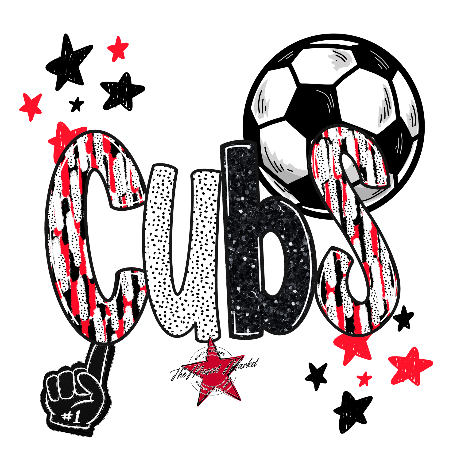 Cubs Soccer Scrape-Bright Red