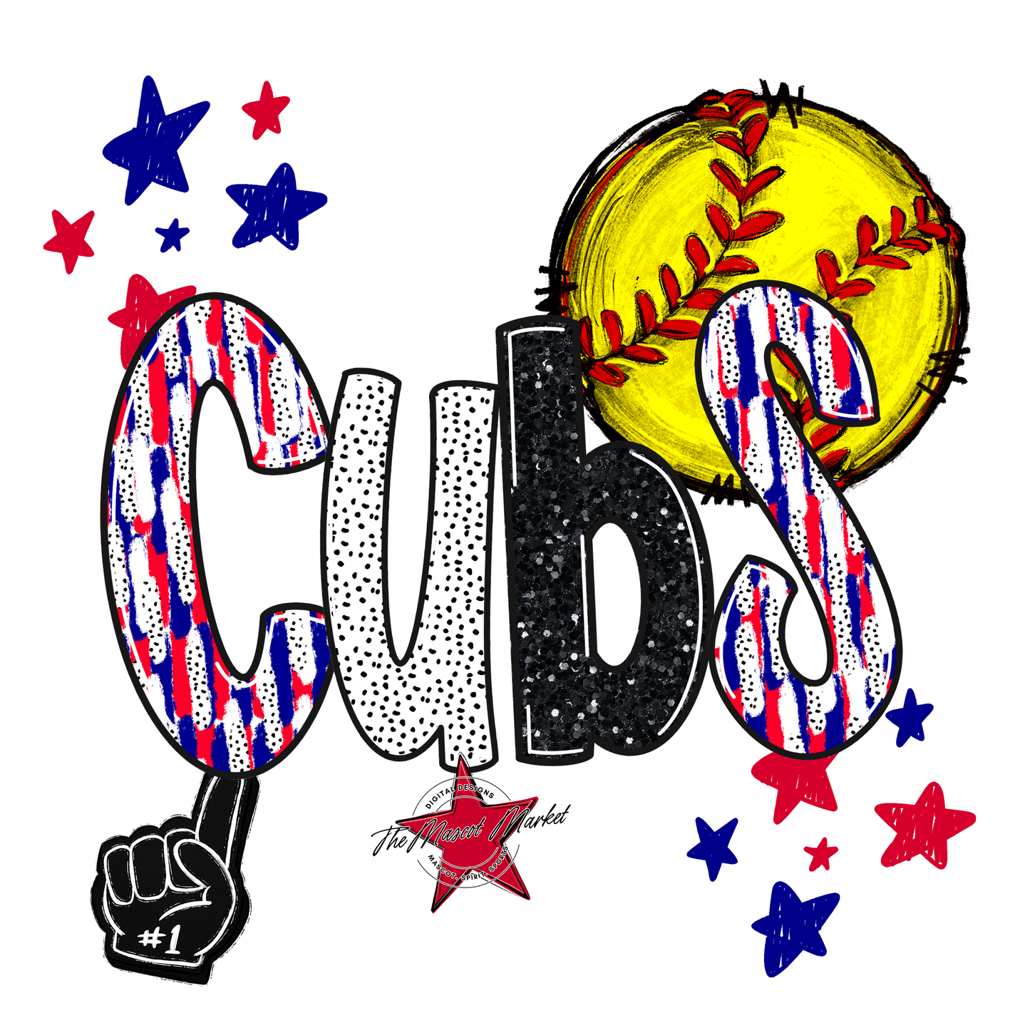 Cubs Softball Scrape-Blue-Red