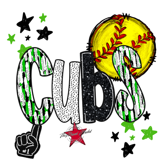 Cubs Softball Scrape-Bright Green