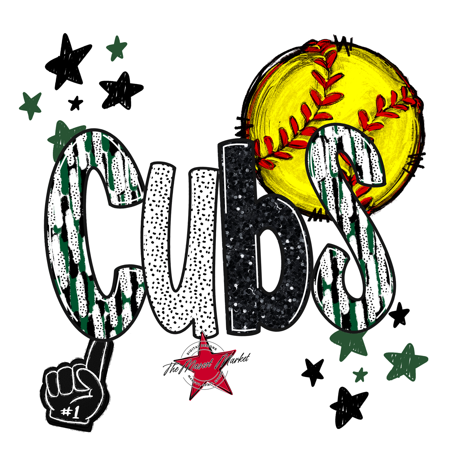 Cubs Softball Scrape-Green