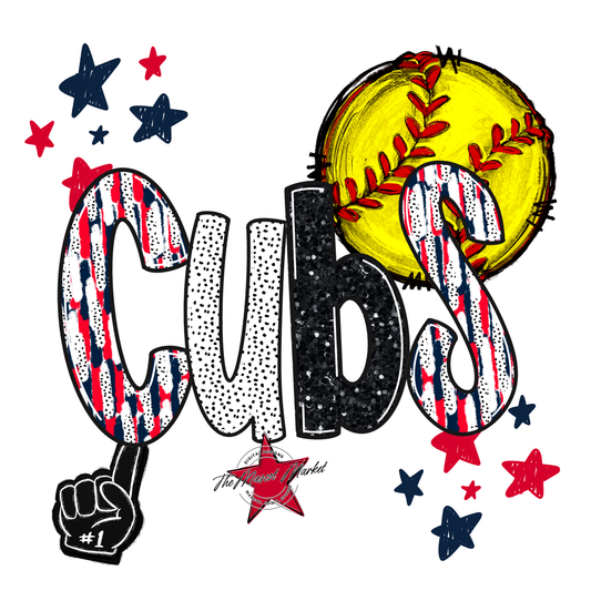 Cubs Softball Scrape-Navy-Red