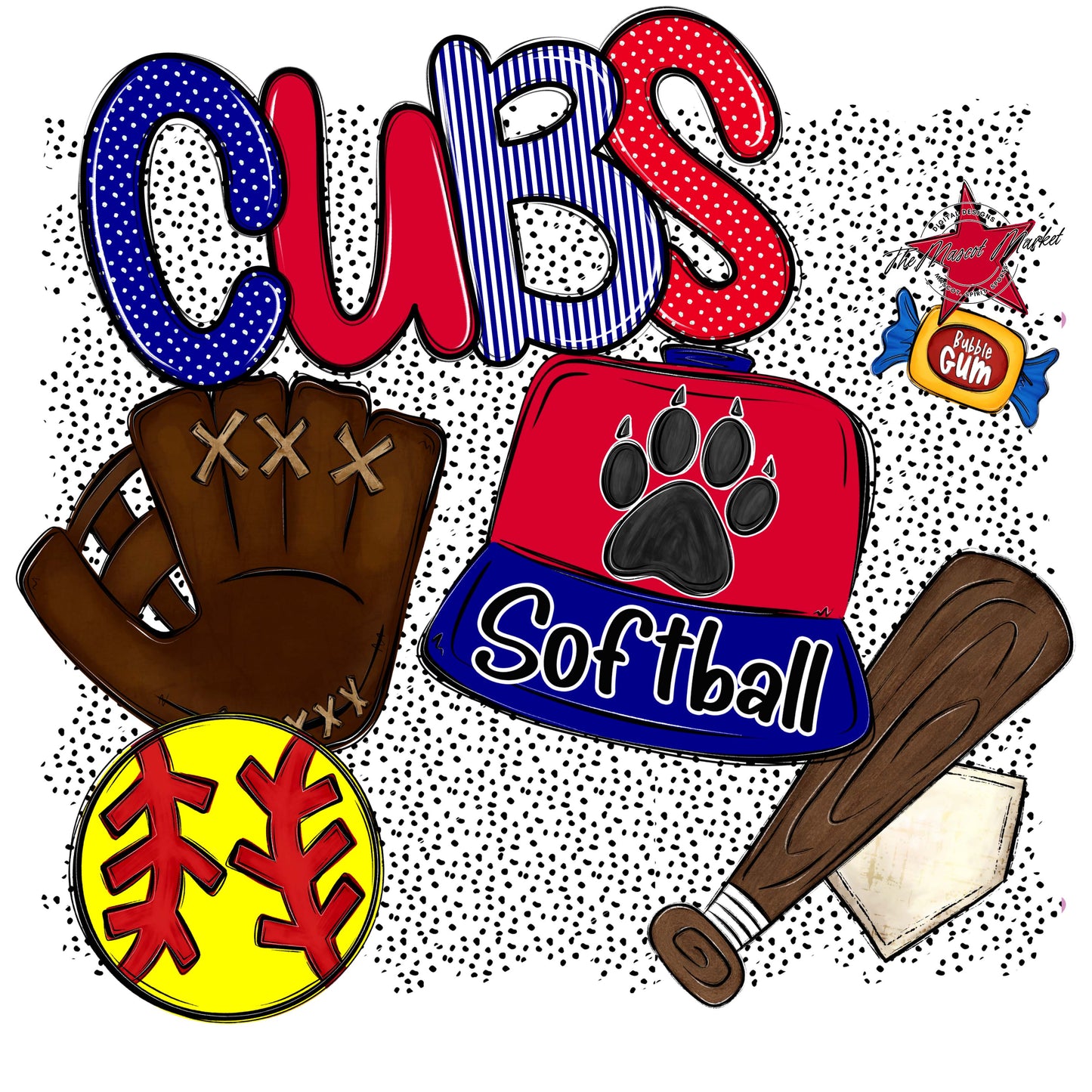 Cubs Softball Spirit-Blue & Red