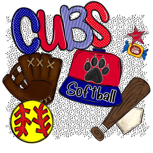 Cubs Softball Spirit-Blue & Red