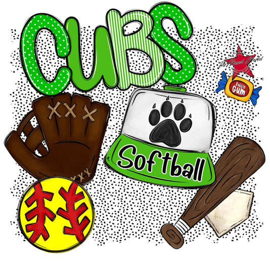 Cubs Softball Spirit-Bright Green