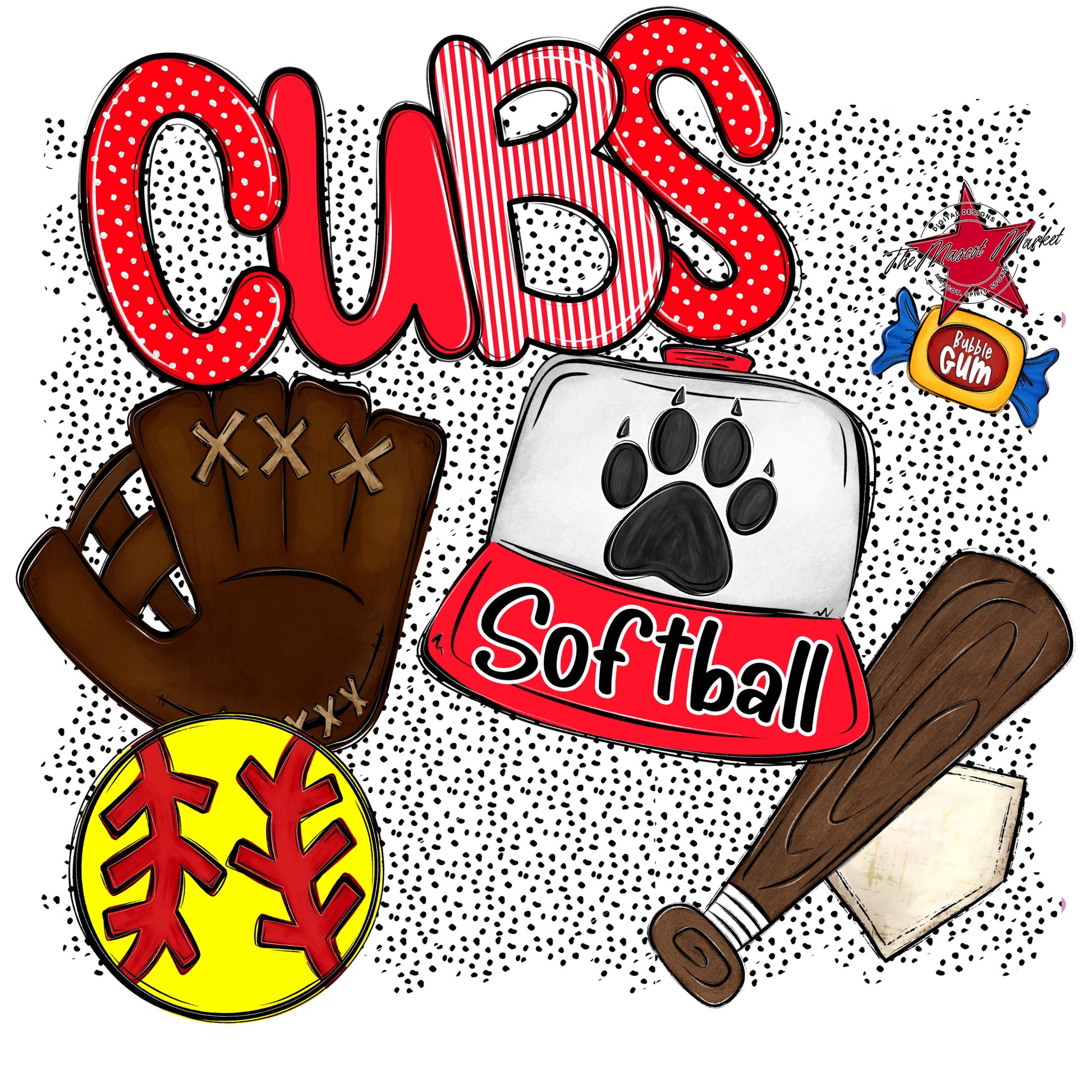 Cubs Softball Spirit-Bright Red