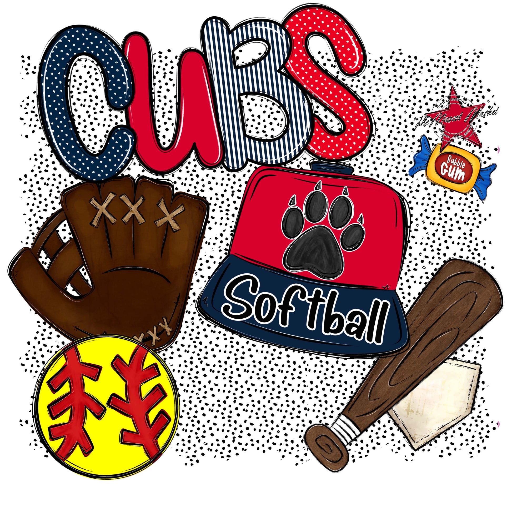 Cubs Softball Spirit-Navy & Red
