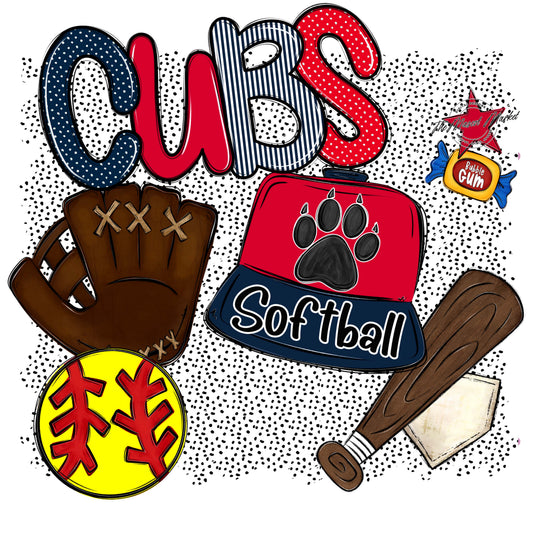 Cubs Softball Spirit-Navy & Red