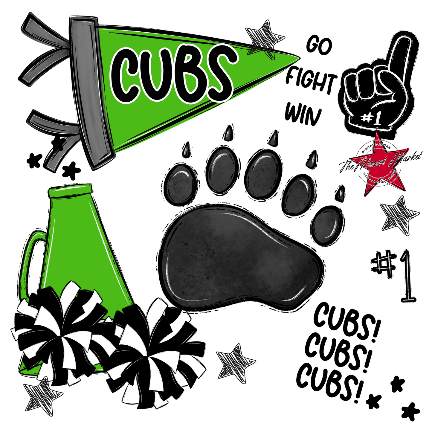 Cubs Spirit Design-Bright Green